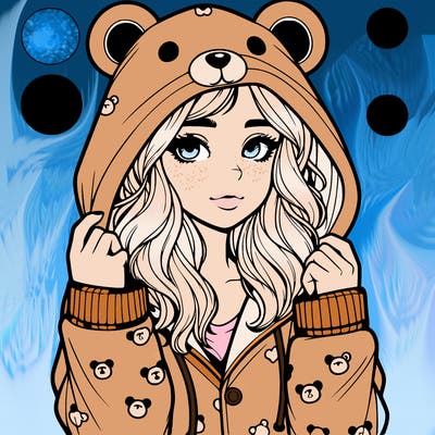 realistic girl in a animal pjs hoodie