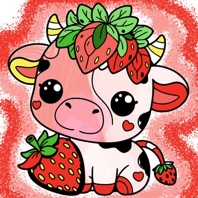 cute strawberry cow