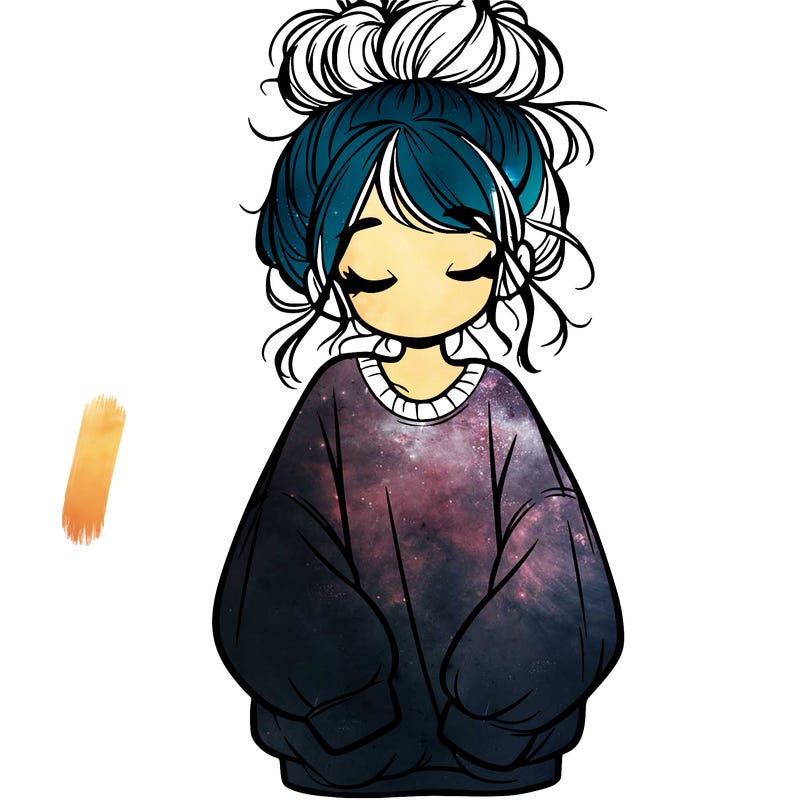 girl with baggy sweatshirt and messy bun