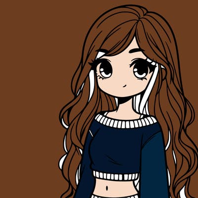 girl with long hair and a crop top with a sweater