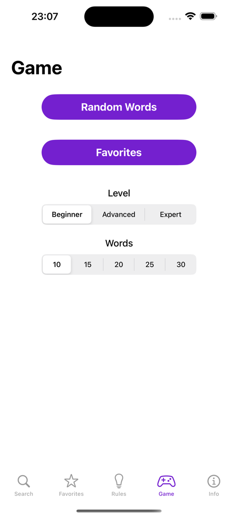 Le La - Game settings screen for practicing French noun genders in the Le La app