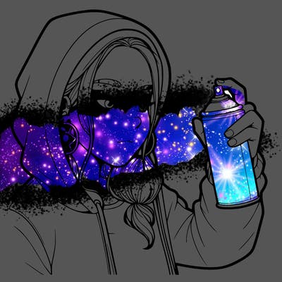 a realistic girl, spray painting