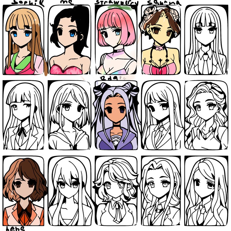 girls that look diffrent anime