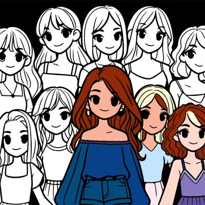 realistic girls in group