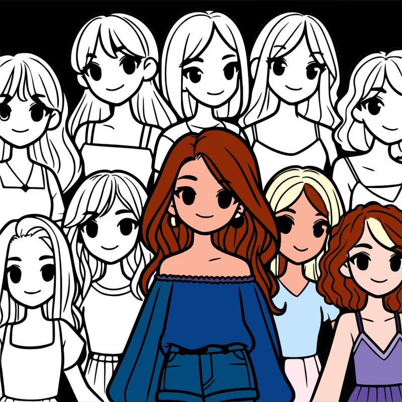 realistic girls in group