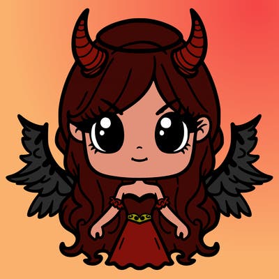 evil girl with horns and wings