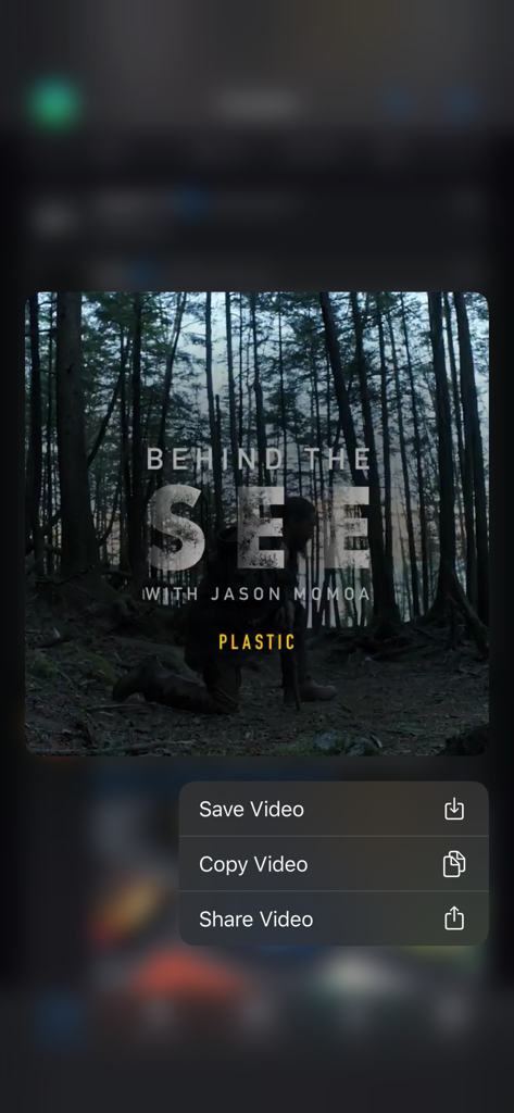 Spring for Twitter app showing video action options in a context menu
