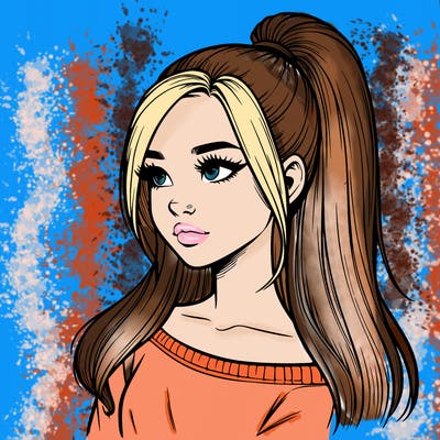 realistic girl with a high ponytail