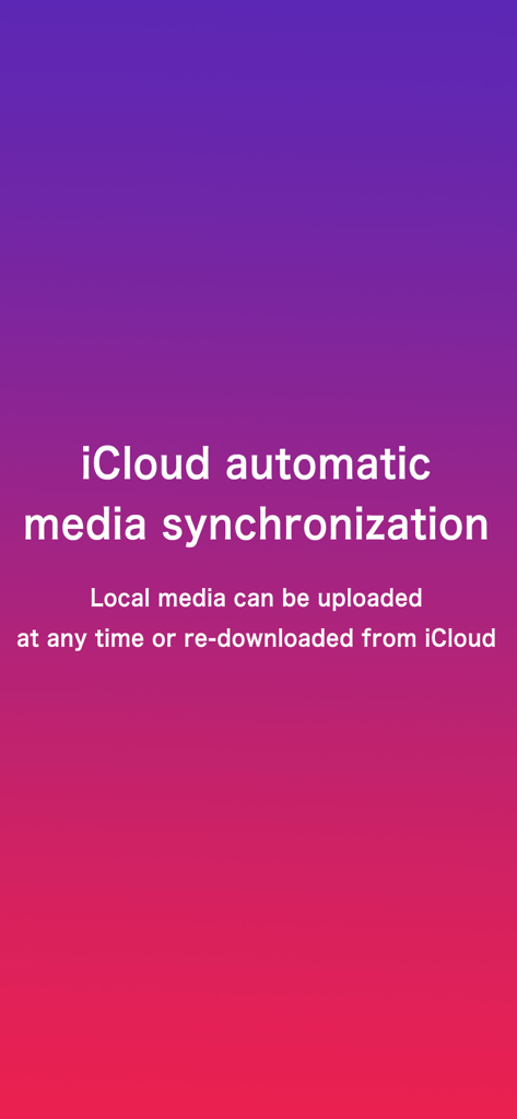 Grafik, die die automatische iCloud-Mediensynchronisation in der Media Pro App veranschaulicht