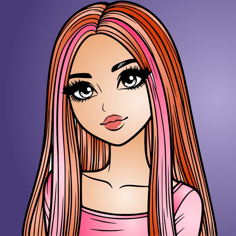 realistic girl with straight and long hair