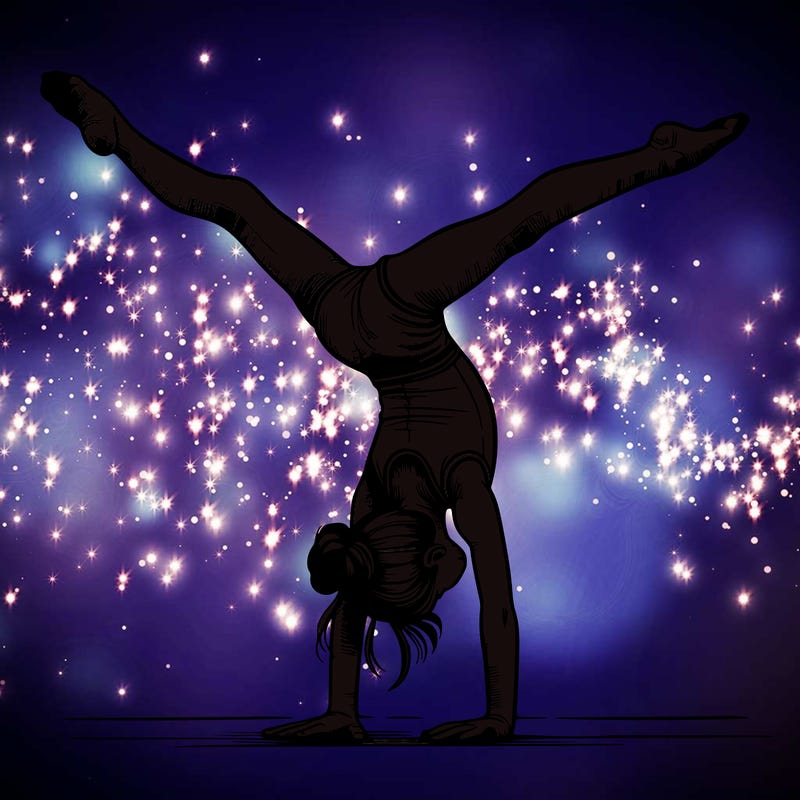 realistic gymnastic hand stand girl in four splits