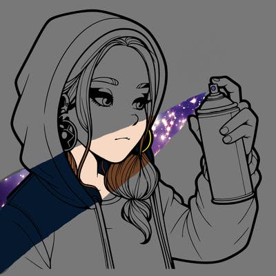 a realistic girl, spray painting