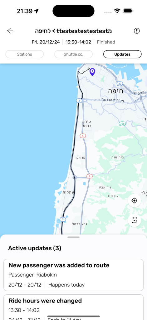 SHIFT world of transportation - SHIFT app interface displaying a route map and real time updates for passengers and ride hours