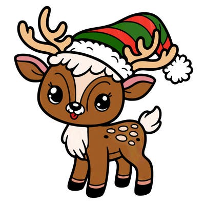 christmas reindeer with santa hat