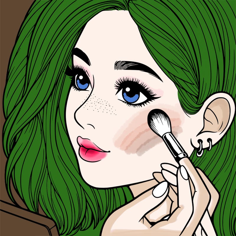 a realistic girl doing her makeup