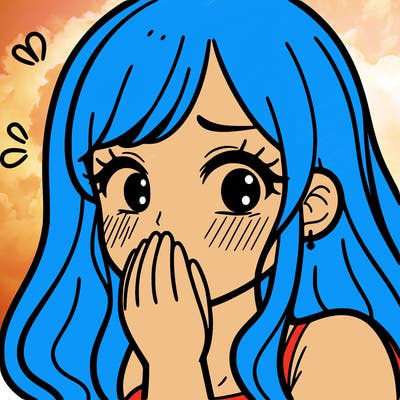 a girl trying to hide her blush