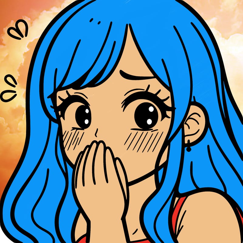 a girl trying to hide her blush