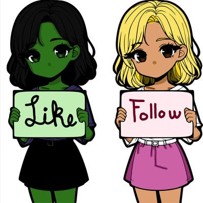 a realistic girl holding a sign