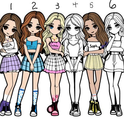 a group of girls realistic