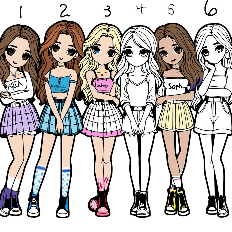 a group of girls realistic