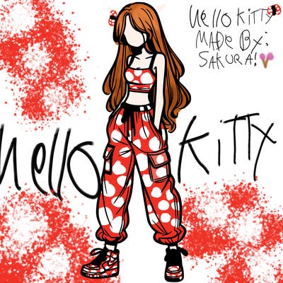 girl in baggy pants crop top and long hair