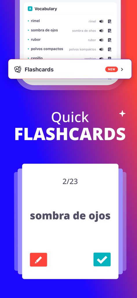 italki - Language Learning - italki mobile app interface showing a Spanish vocabulary flashcard for learning new words