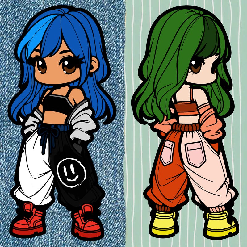 girl in crop top and baggy pants