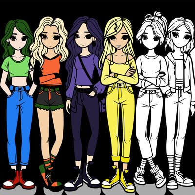 a group of teenage girls in a line