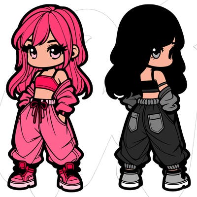 girl in crop top and baggy pants