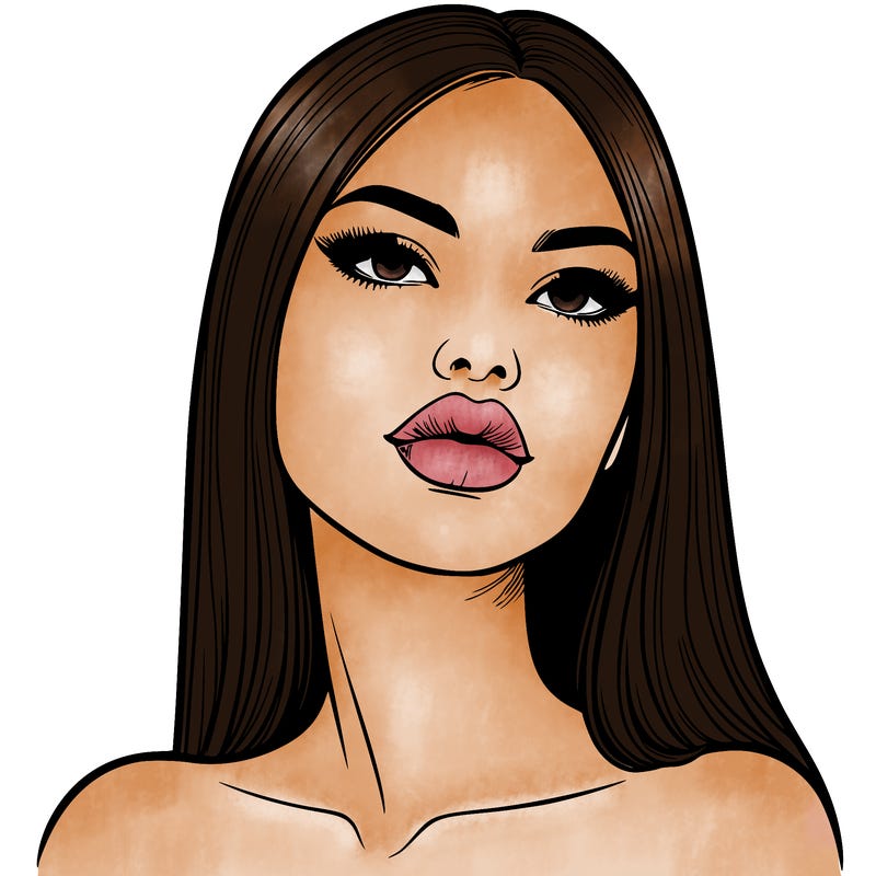 realistic woman with full lips