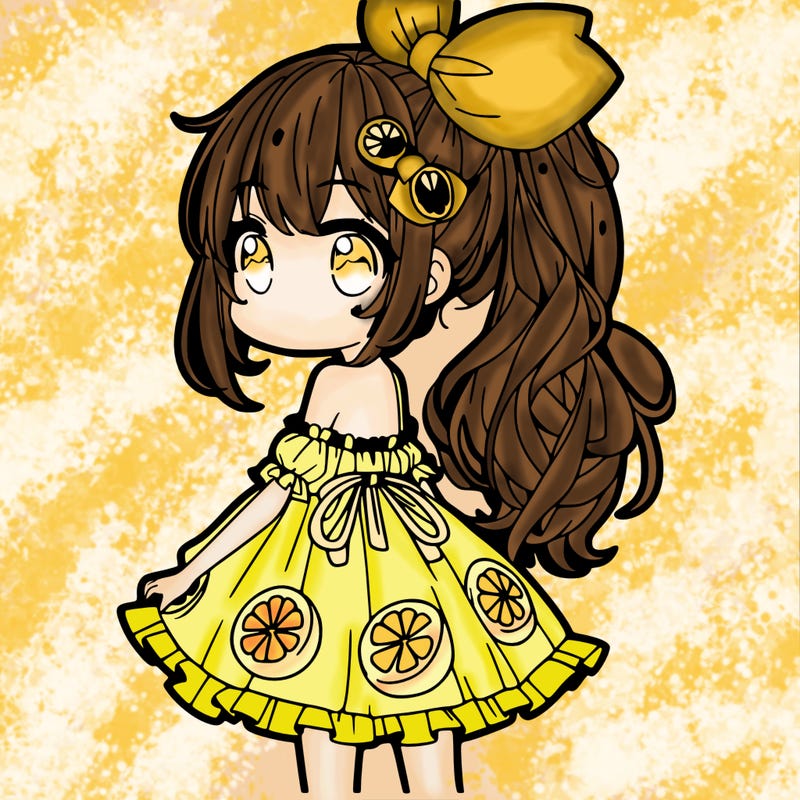 anime girl wearing a lemon themed dress