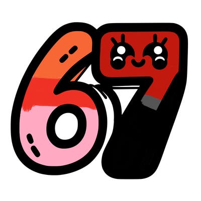 the numbers 67