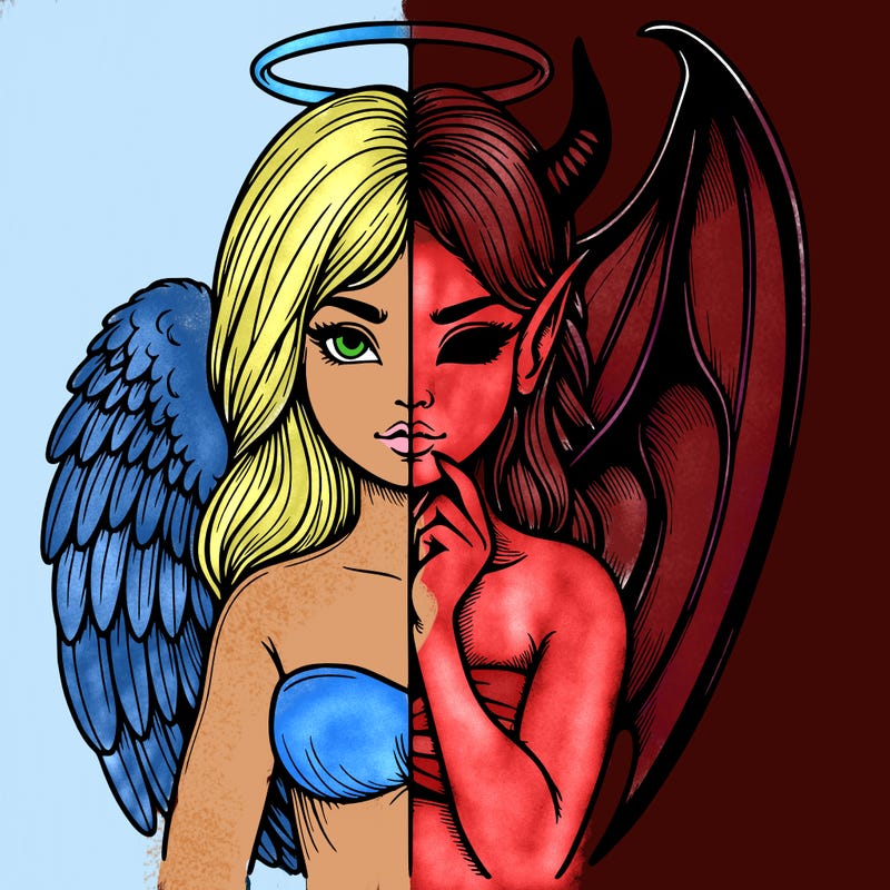 realistic angel half demon