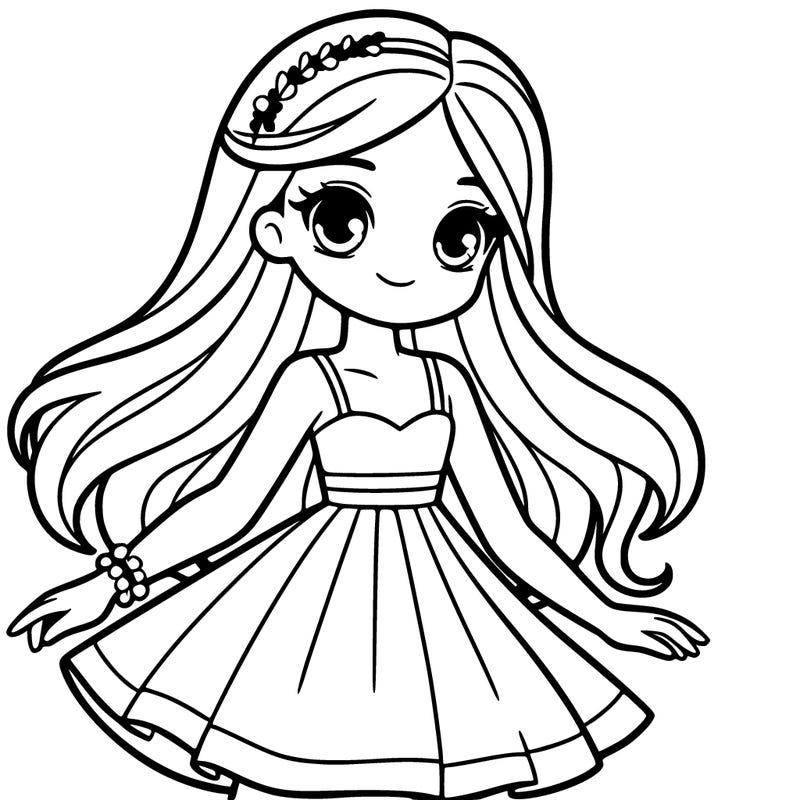 a teen girl with dress and long hair