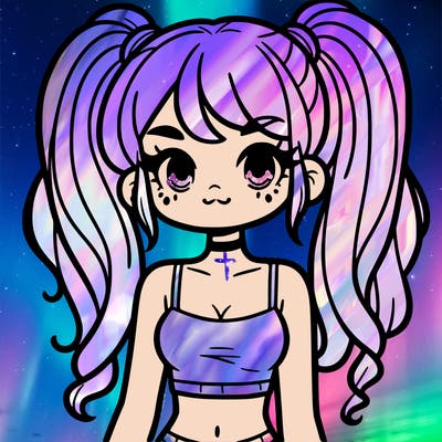 a pretty girl with pig tails and a crop top on