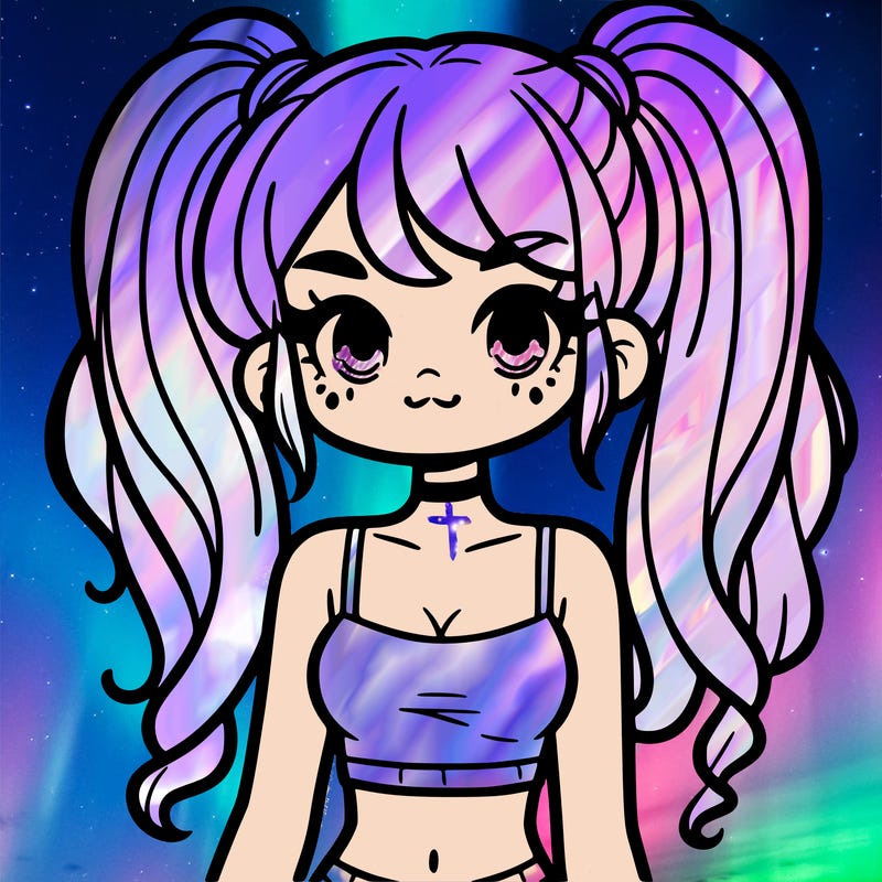 a pretty girl with pig tails and a crop top on