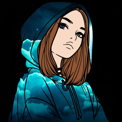 a realistic girl in a hoodie