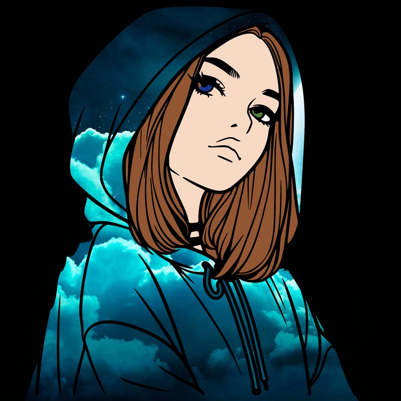 a realistic girl in a hoodie