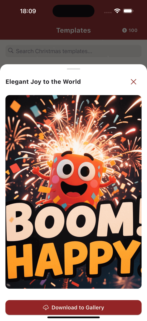 Kevi - Preview of a festive Christmas poster template in the Kevi app