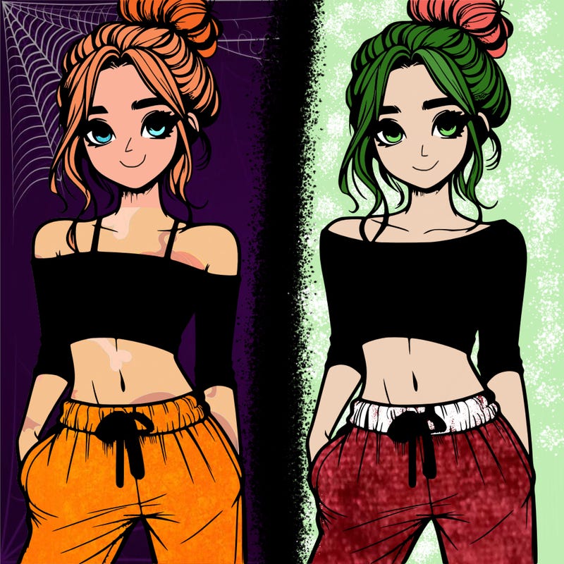 girl with croptop sweatpants hair in a bun realistic