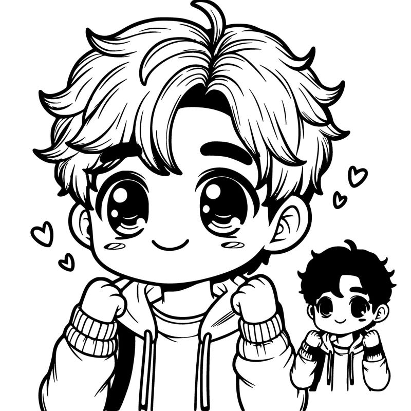 cute guy with fluffy hair realistic