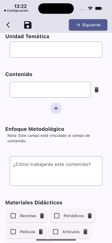 Lesson Plan Maker - User interface of Lesson Plan Maker showing thematic unit and methodological approach fields