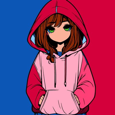 realistic girl with oversized hoodie