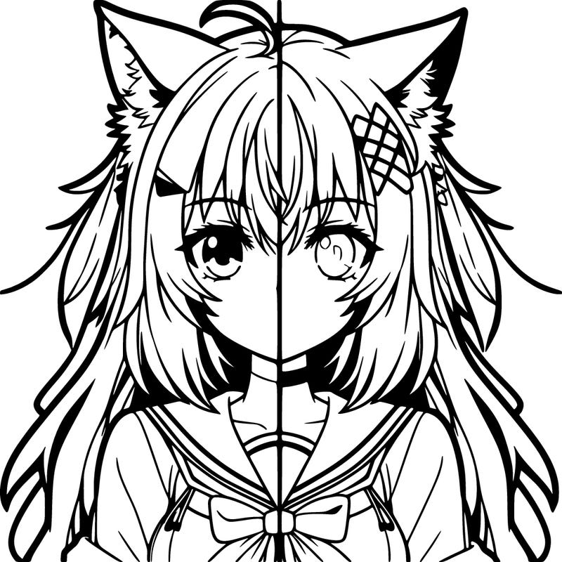 anime girl with wolf ears split