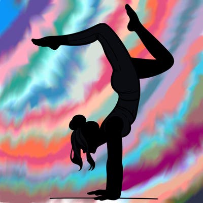 a woman doing a handstand