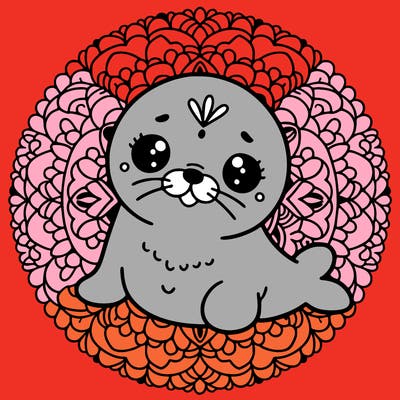 a cute baby seal mandala