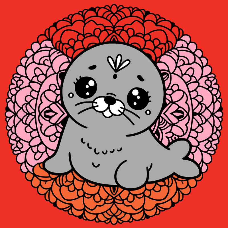 a cute baby seal mandala