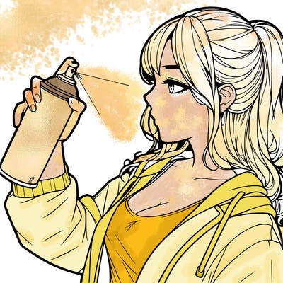 a realistic girl spray, painting