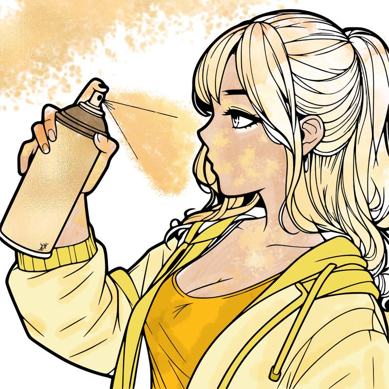 a realistic girl spray, painting