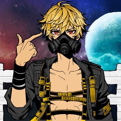 hot anime boy wearing gas mask
